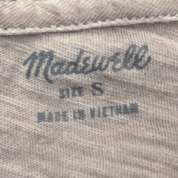 Madewell Whisper Long Sleeve Crewneck Multicolor Tee Tan & Cream Colorblock-S - Picture 11 of 14